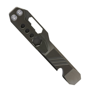 Titanium Mini Pry Bar Mutli Tool with nail puller, socket ends, and belt clip. fire and rescue tools