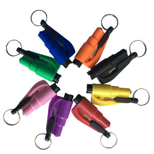 Fire and Rescue Tools Glass breaker seatbelt cutter escape tool keyring. Black Red Green Orange Pink Blue Purple Yellow